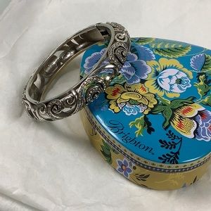 Brighton Anahita Scrolled Crystals Hinged Bangle bracelet Retired EUC